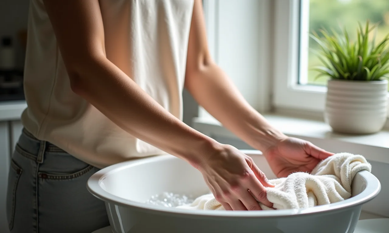 Lavando regata de viscose à mão.