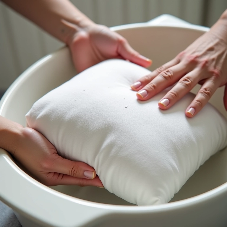Lavando um rolo de cama para manter a higiene e durabilidade.