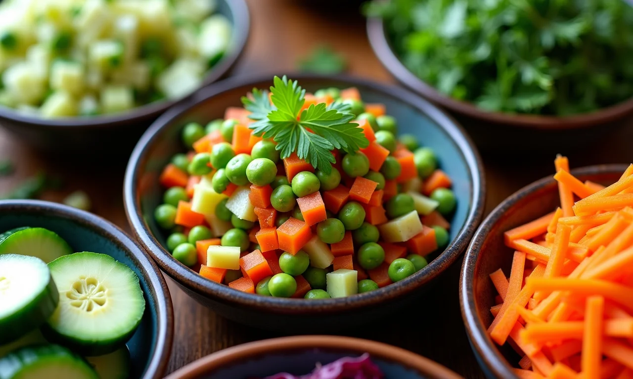 Legumes e verduras frescas para poke.