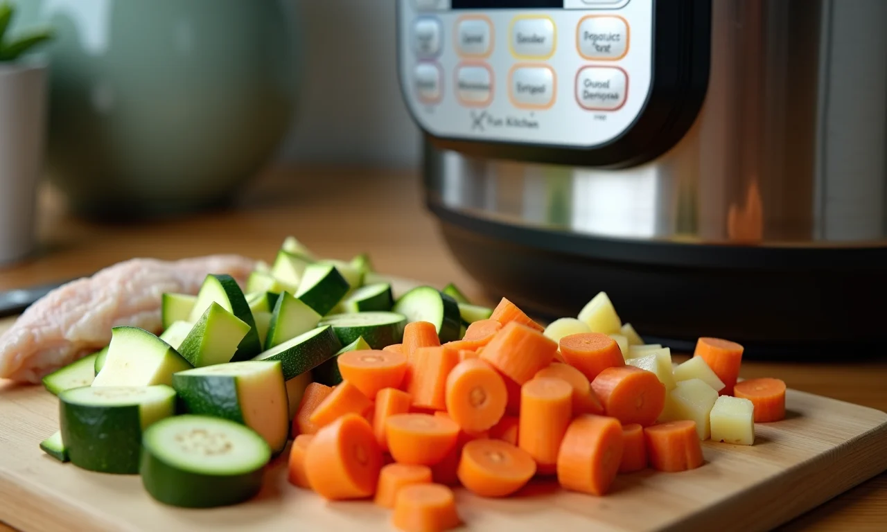 Legumes para adicionar ao frango na panela de pressão.
