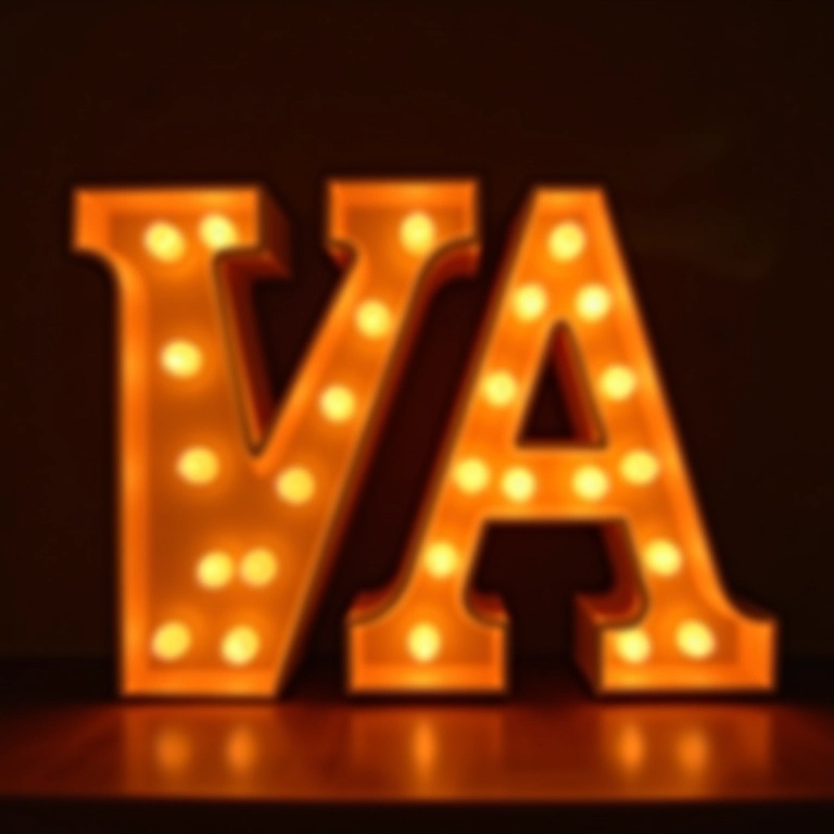 Letra luminosa com lâmpadas de filamento.