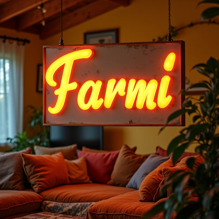 Letra luminosa decorando sala brasileira.