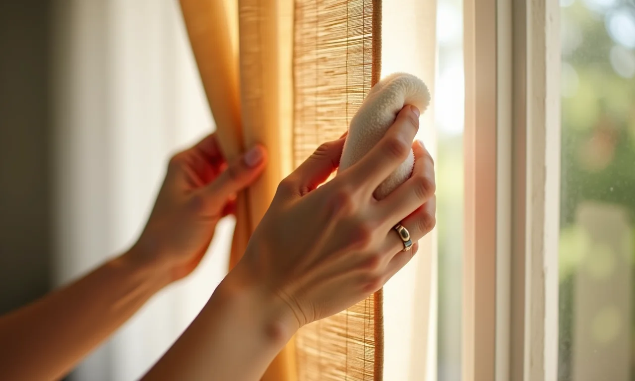 Limpando cortina de bambu.