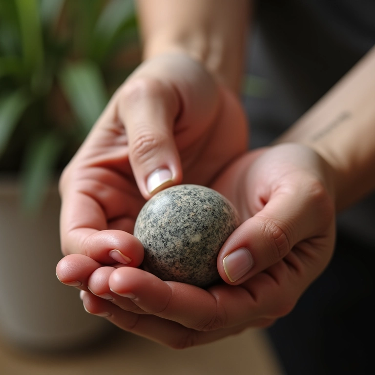 Limpando pulseira de pedras com pano macio.