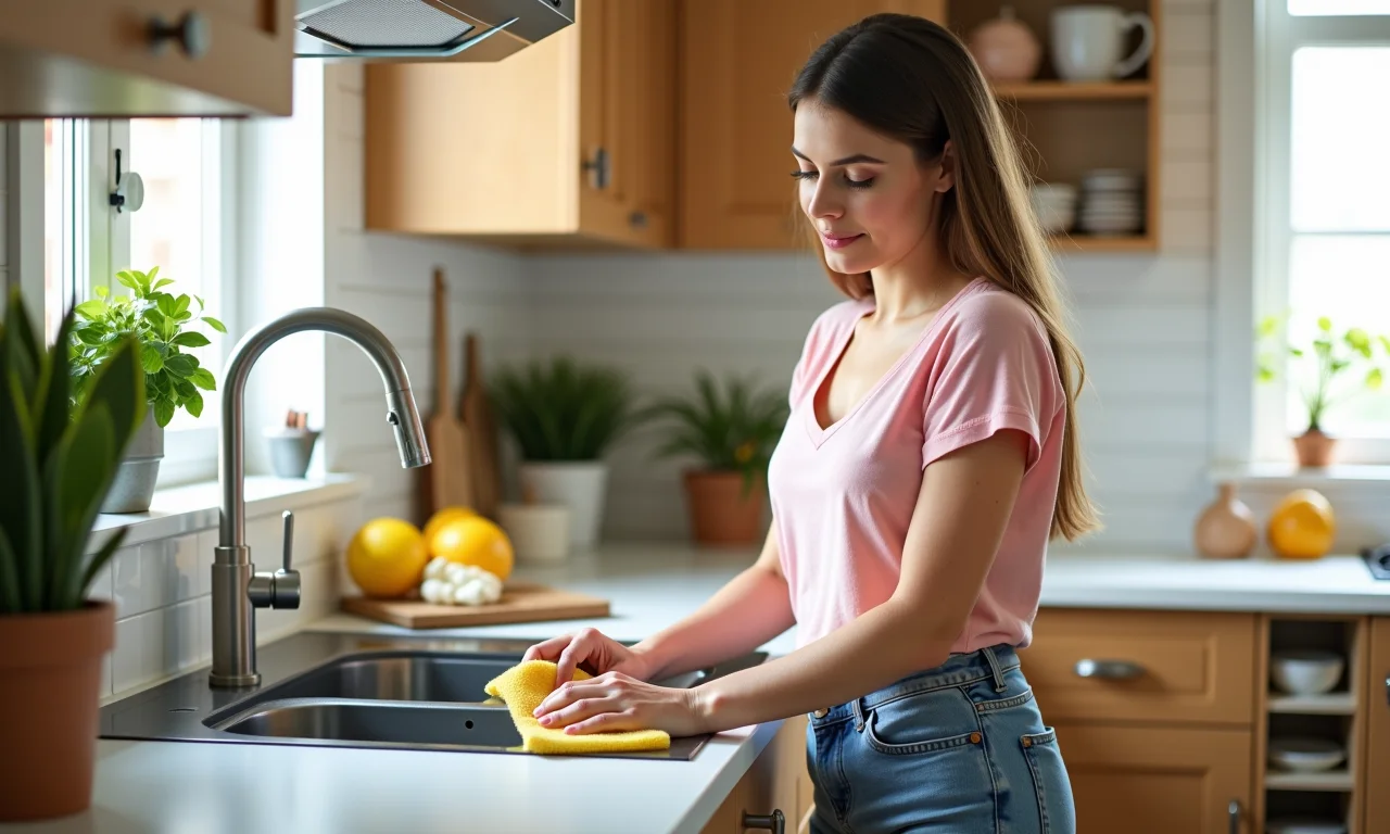 Limpeza geral da casa com sabão caseiro e esponja.
