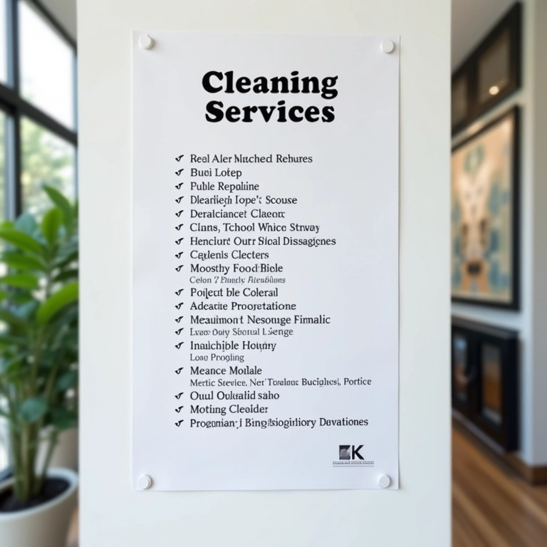 Lista detalhada dos serviços de limpeza oferecidos, escrita de forma clara e concisa.