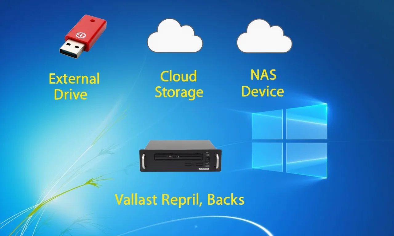 Localizações diferentes para backup: HD externo, nuvem, NAS.