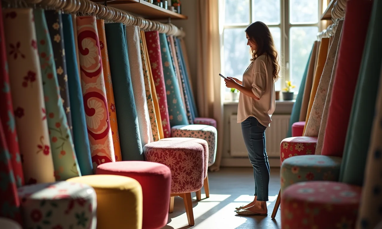 Loja de tecidos com materiais para capas de banqueta.