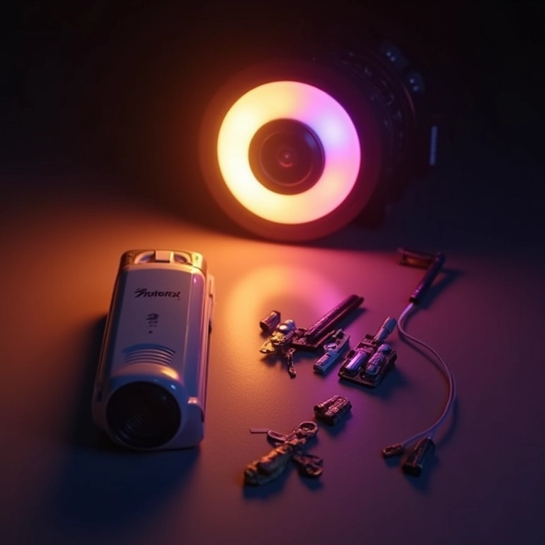 Luzes de LED da marca Elgin, baterias e componentes eletrônicos para projetos DIY.