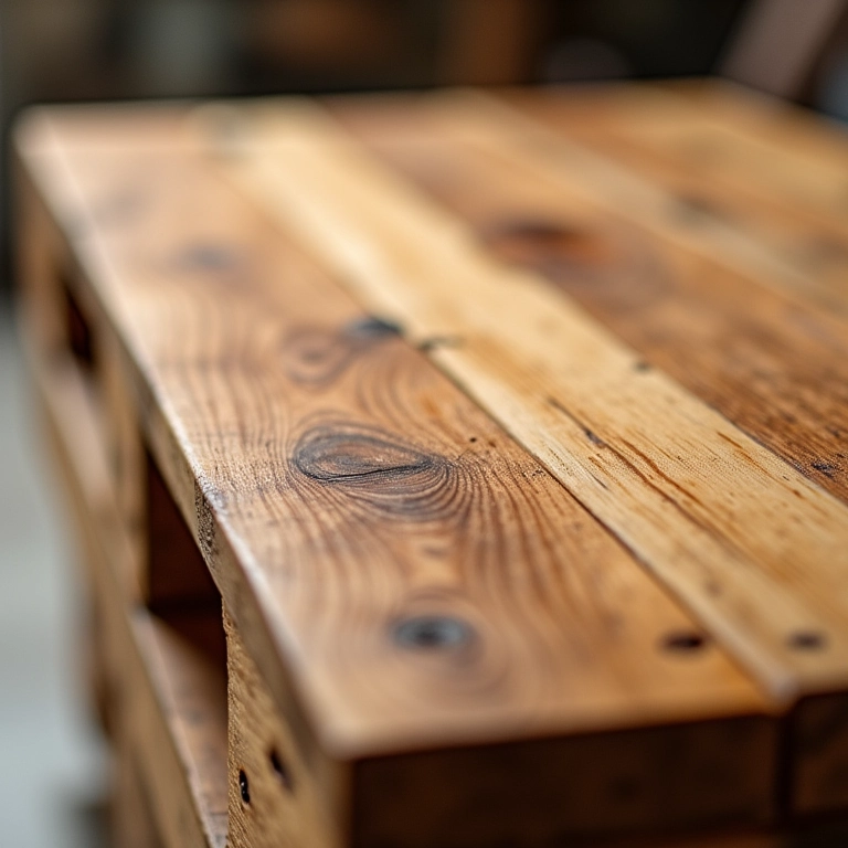 Madeira de palete envernizada com Verniz Montana Premium.