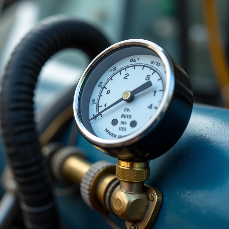 Manômetro da shampoozeira indicando a pressão ideal de uso.