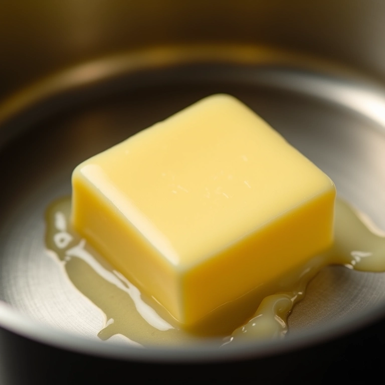 Manteiga sem sal derretendo na panela.