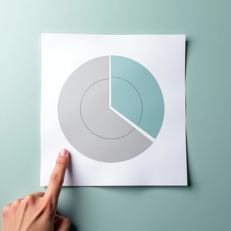 Mão apontando para função específica no Excel para criar gráfico de setores, design limpo.