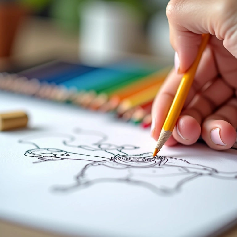 Mão desenhando animação frame a frame em sketchpad.