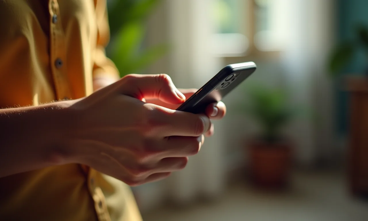 Mão desligando o celular antes de colocar para carregar.