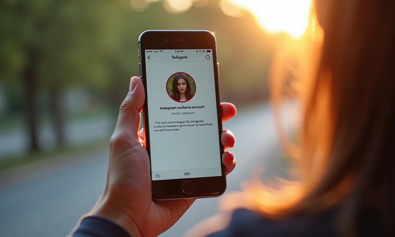 Mão segurando celular com tela de confirmação de exclusão de conta do Instagram. Expressão séria.