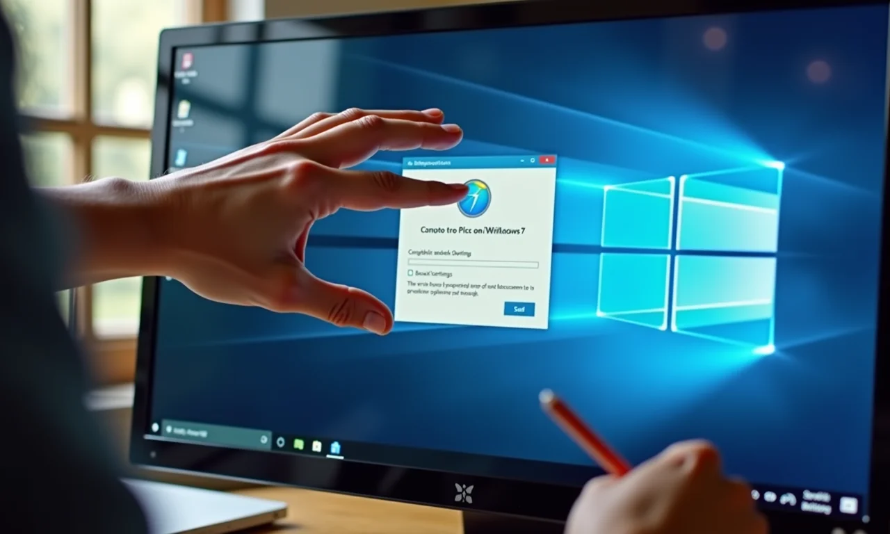 Mãos configurando as opções de backup no Windows 7.