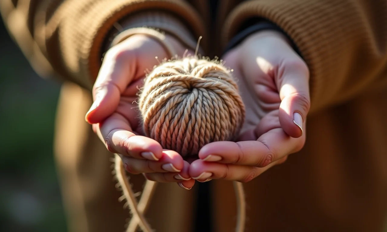Mãos criando pompom com lã Círculo S.A.