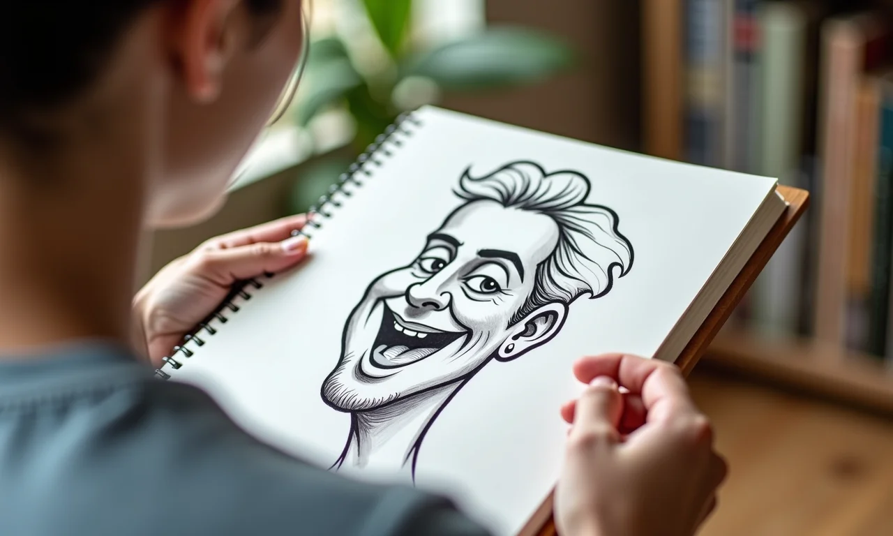 Mãos demonstrando técnicas de caricatura para iniciantes.