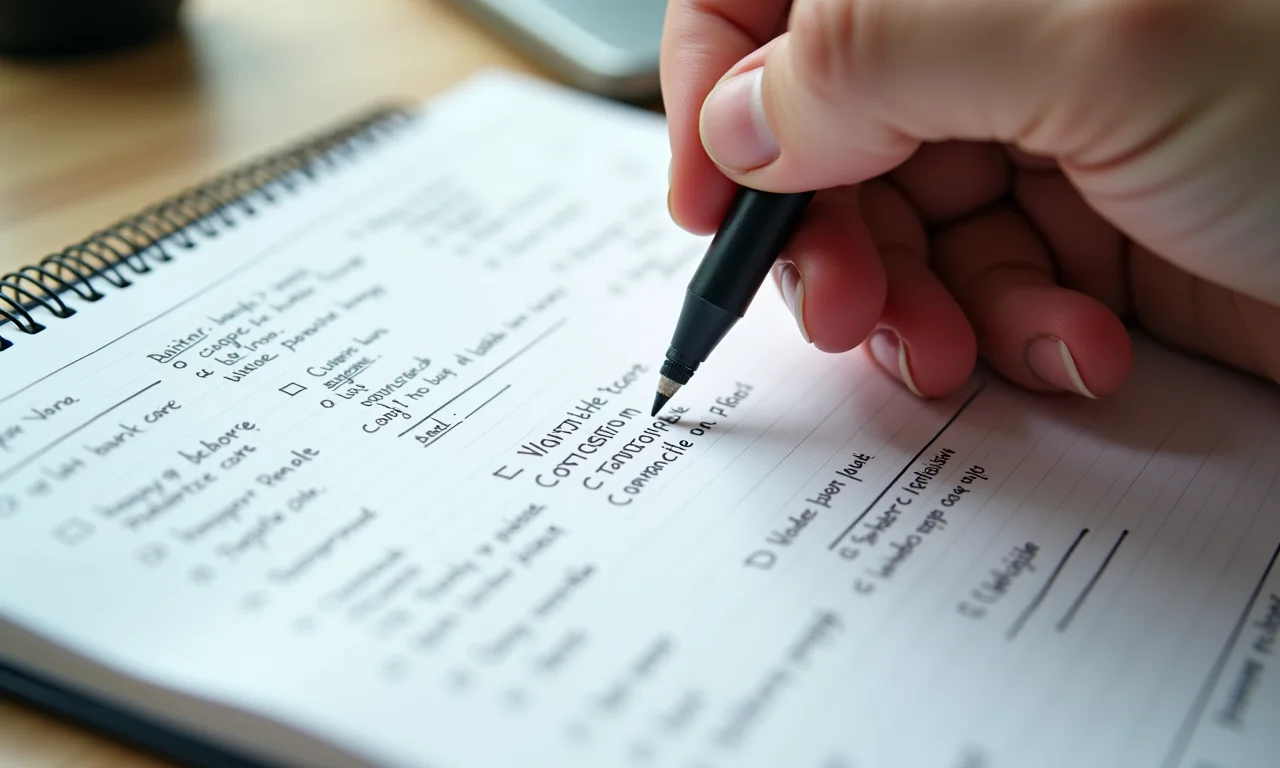 Mãos elaborando um roteiro detalhado para a estrutura de um texto dissertativo.