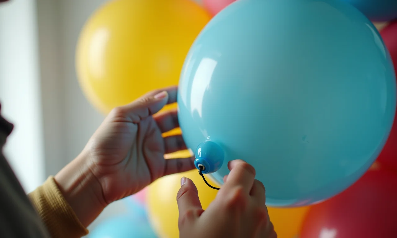 Mãos enchendo uma bexiga para criar um globo terrestre artesanal.