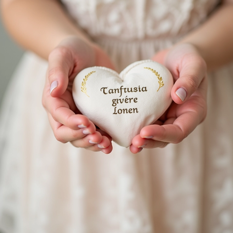 Mãos escolhendo lembrancinhas de Primeira Eucaristia.