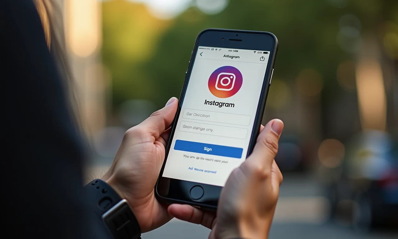 Mãos preenchendo formulário de criação de conta no Instagram em um smartphone.