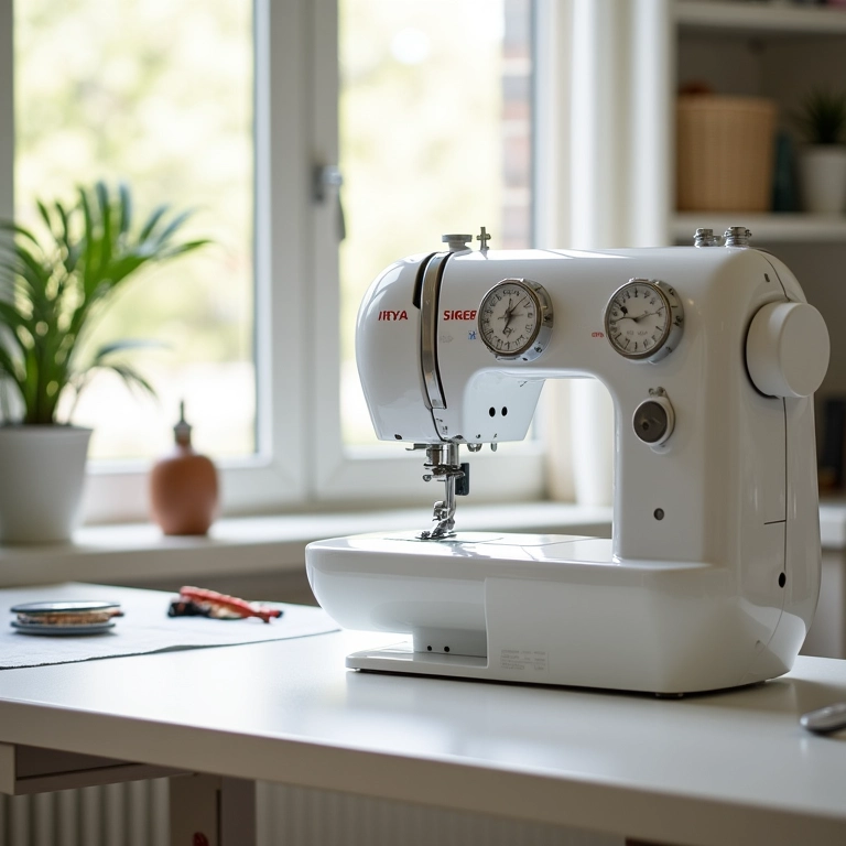 Máquina de costura Singer, pronta para projetos criativos.