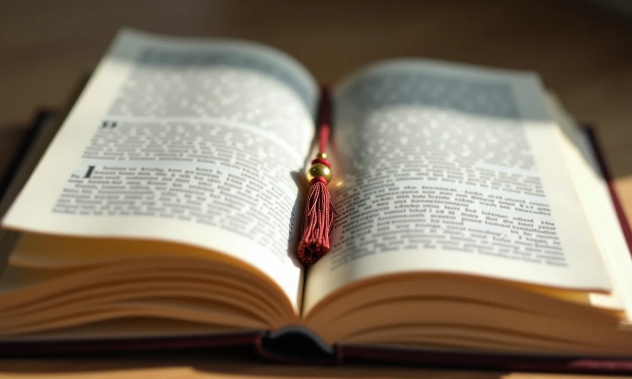 Marcador de texto com um tassel decorativo pendurado.