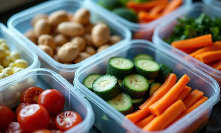 Marmitas congeladas prontas para a semana, refeições caseiras e saudáveis.