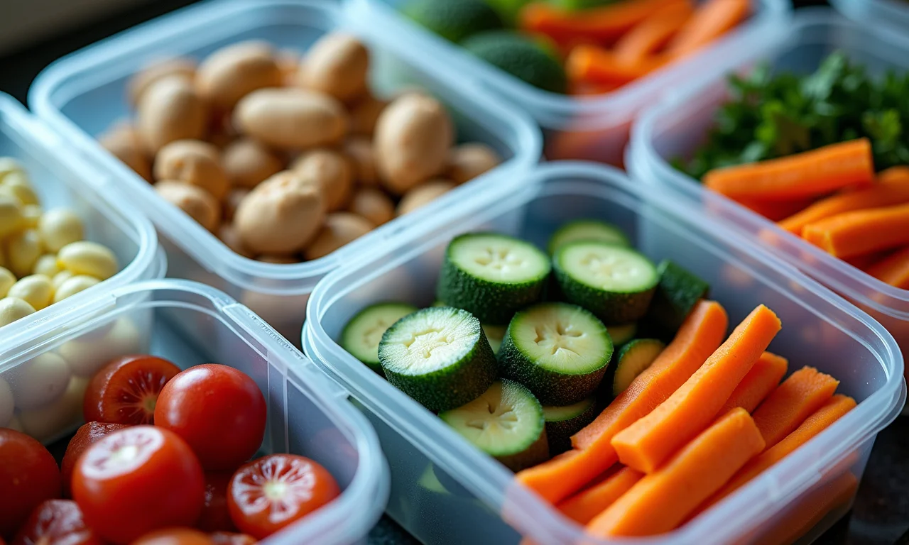 Marmitas congeladas prontas para a semana, refeições caseiras e saudáveis.