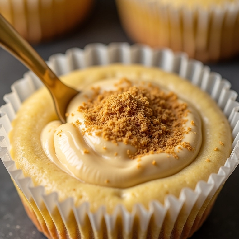 Massa de muffins de banana sendo misturada com açúcar mascavo em vez de açúcar branco.