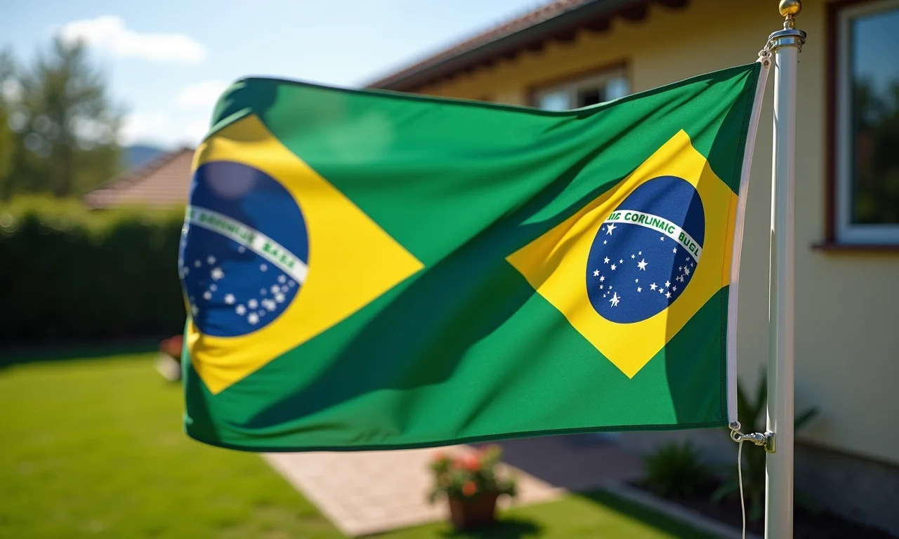 Mastro de PVC com bandeira brasileira.