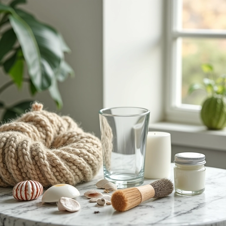 Materiais baratos para fazer enfeites de banheiro DIY.