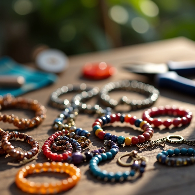 Materiais básicos para fazer pulseiras de pedras.