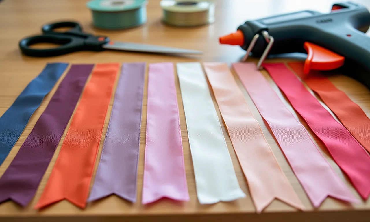 Materiais essenciais para criar rosas de fita de cetim.