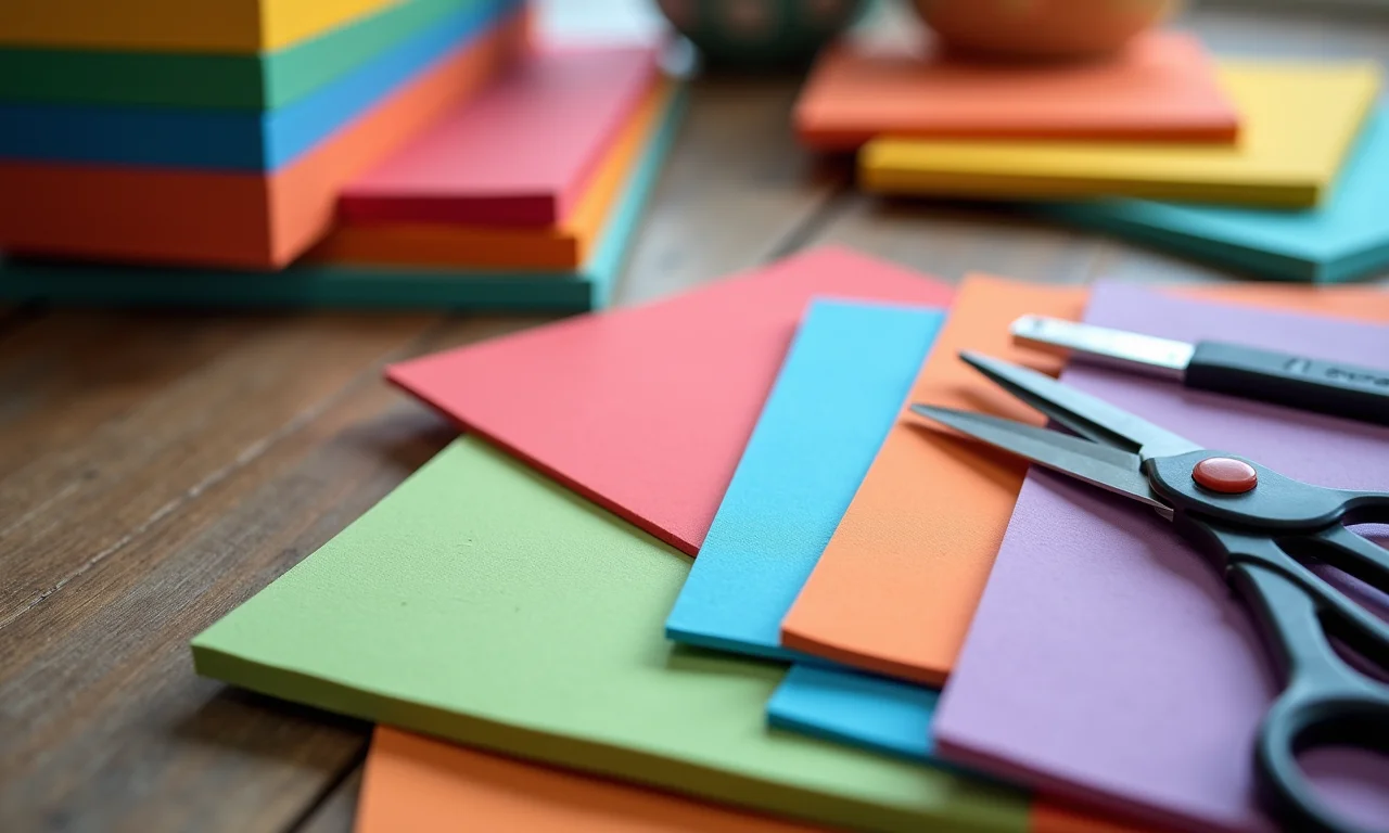 Materiais essenciais para fazer flores de EVA dispostos em mesa.
