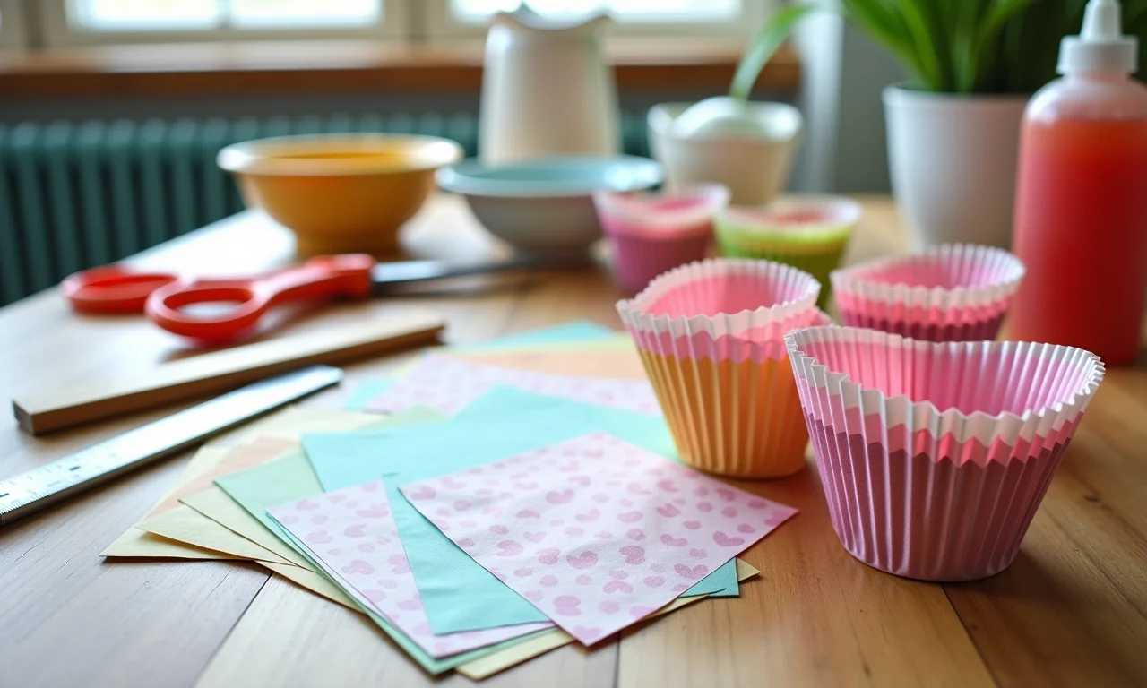 Materiais essenciais para fazer forminhas de doces finos.
