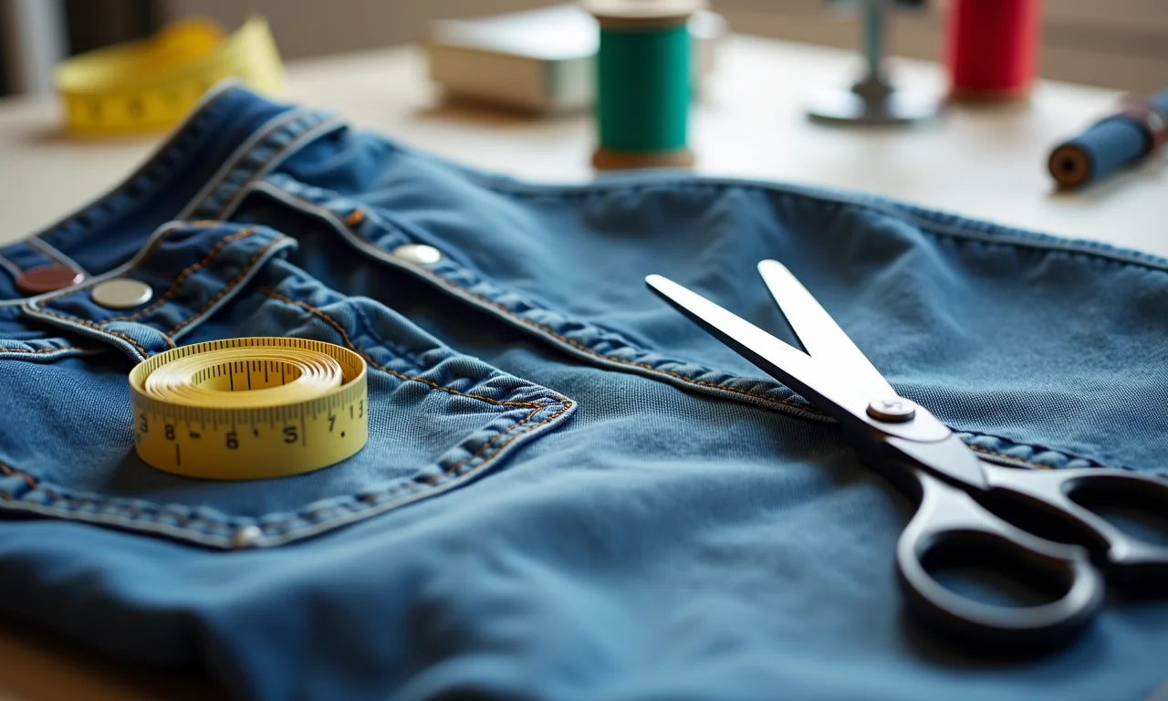 Materiais necessários para fazer um colete de calça jeans.