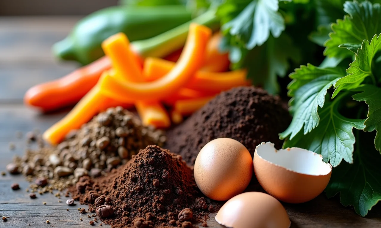 Materiais orgânicos para fazer adubo caseiro.