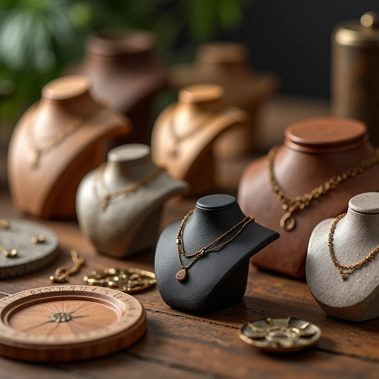 Materiais para base de expositor de colar.