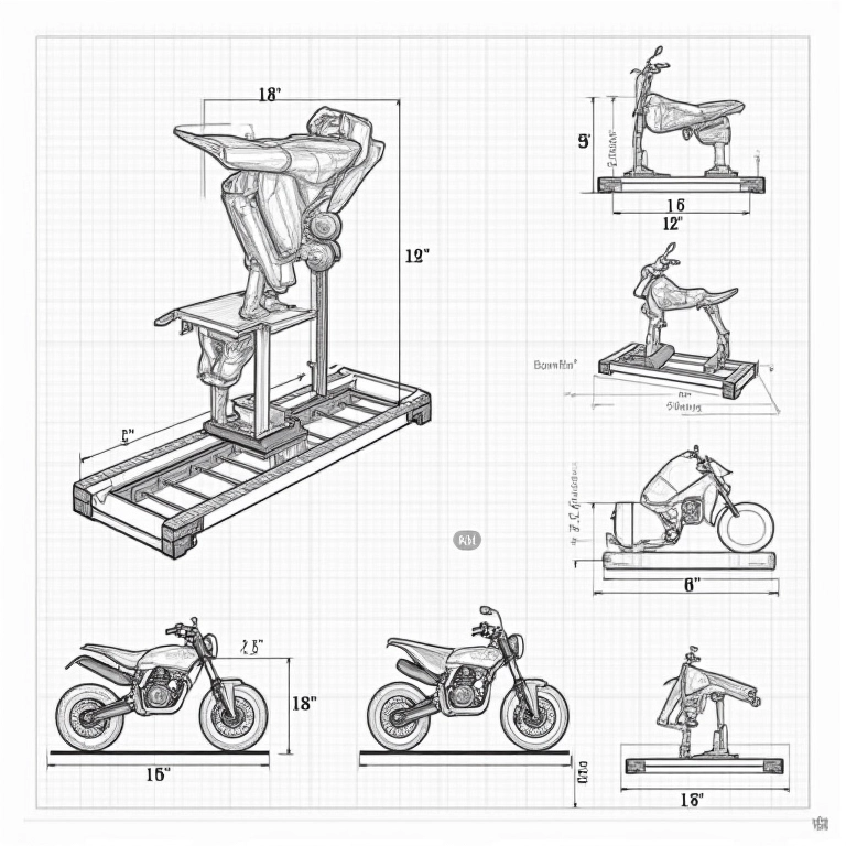 Medidas e dimensões ideais para um cavalete de moto de trilha.