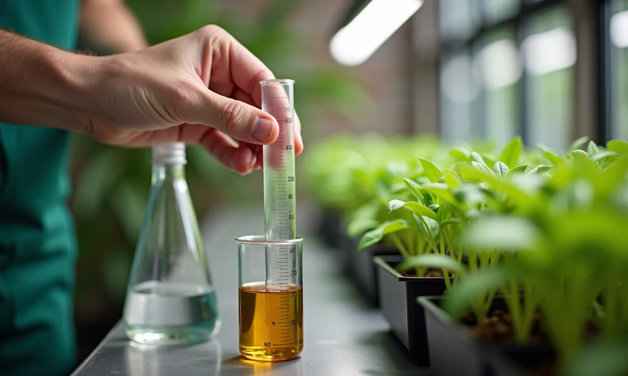 Medindo a quantidade certa de nutrientes para solução hidropônica.