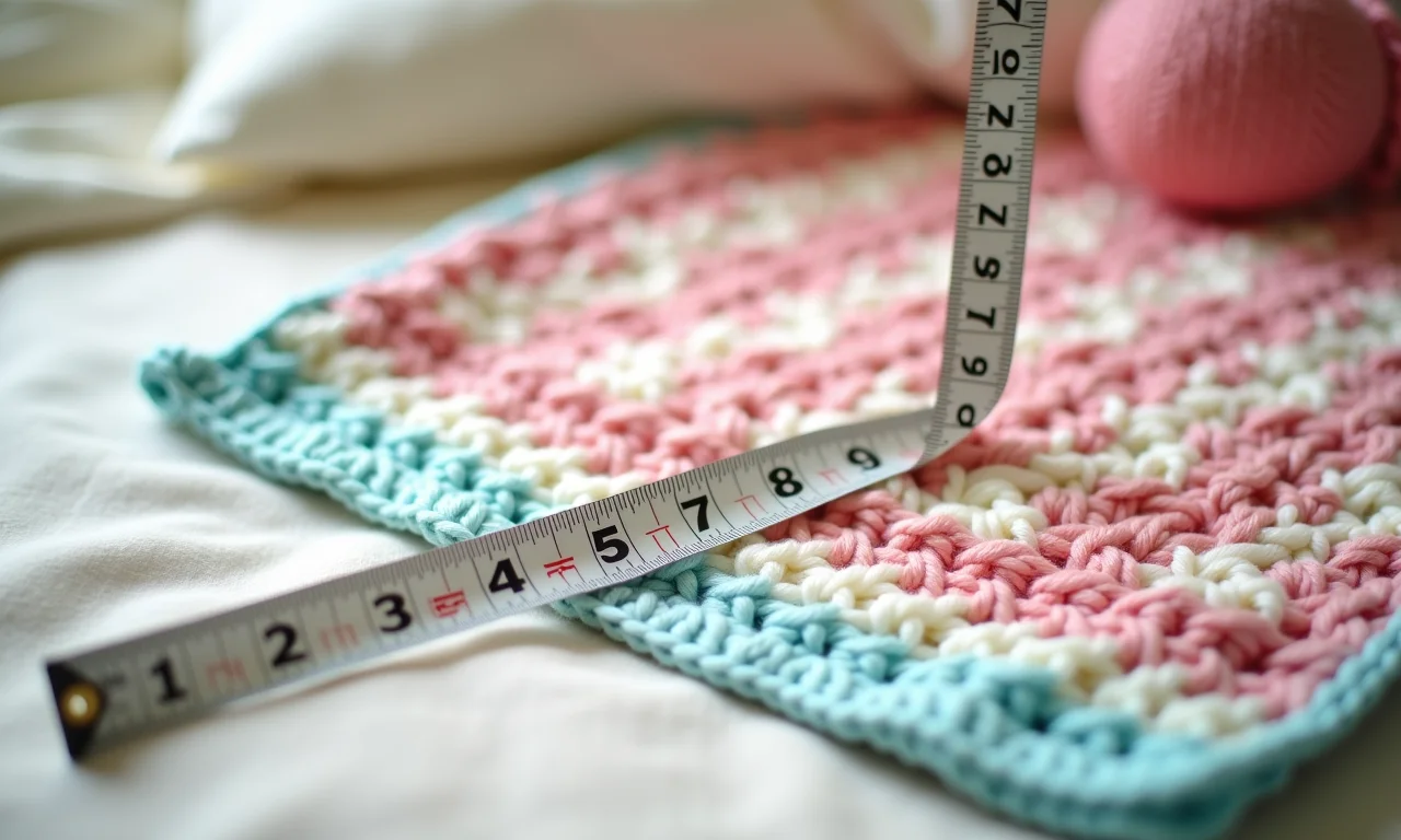Medindo o tamanho ideal de uma manta de crochê para bebê.