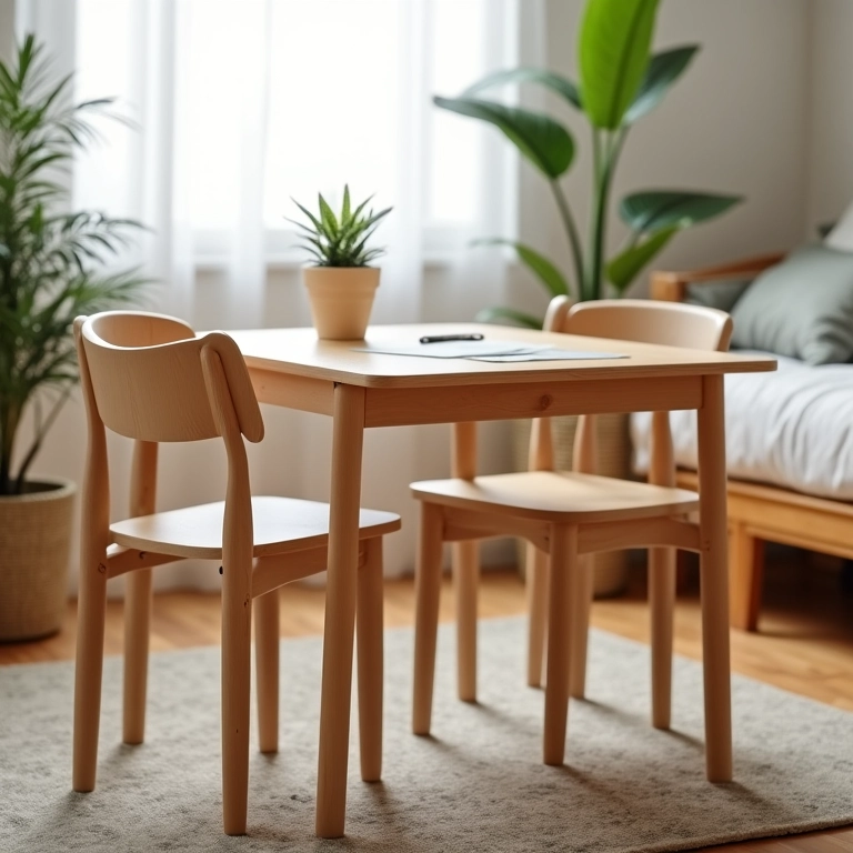 Mesa infantil dobrável ideal para espaços pequenos.