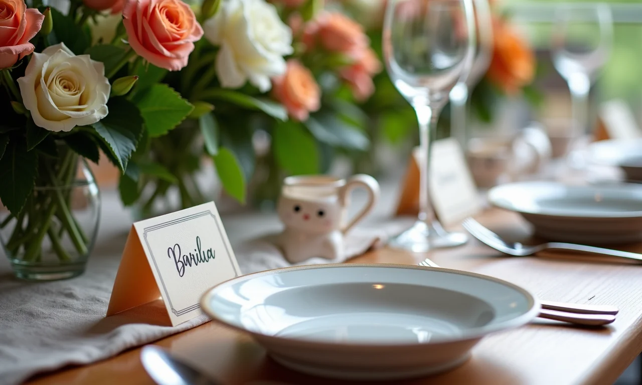 Mesa posta com detalhes especiais para almoço de domingo.