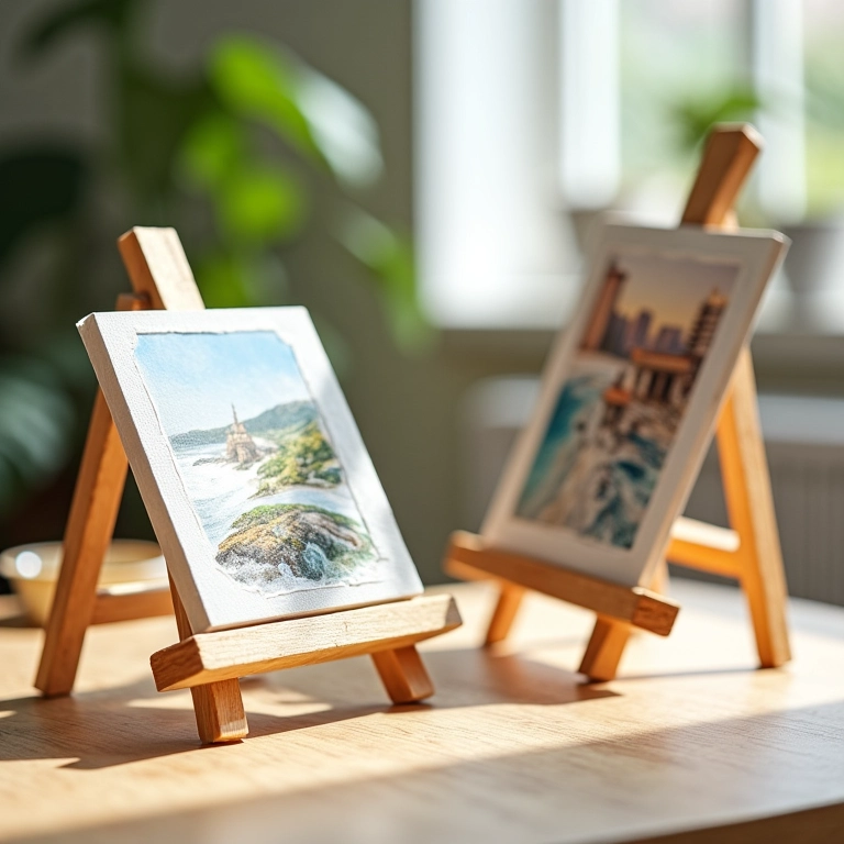 Mini cavaletes em uso: fotos, pinturas e menus.