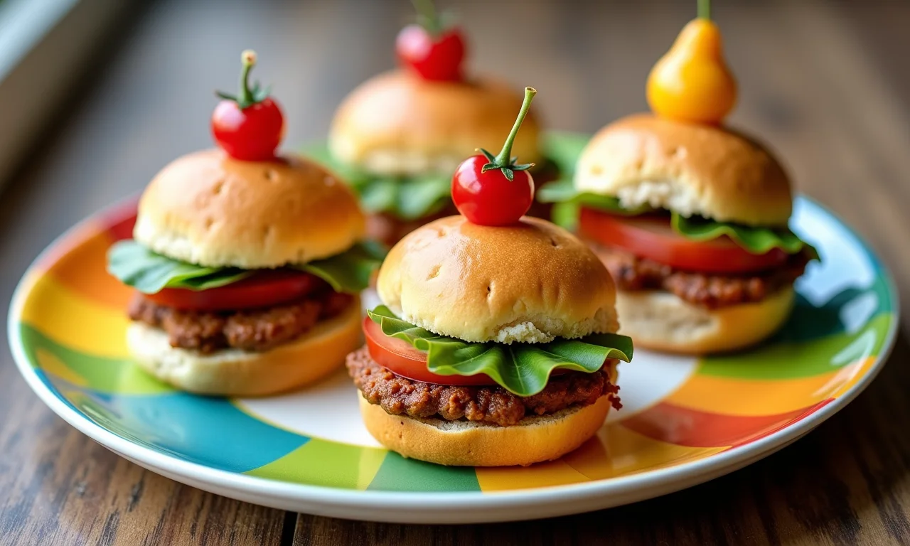 Mini sanduíches temáticos com formatos divertidos e recheios variados.