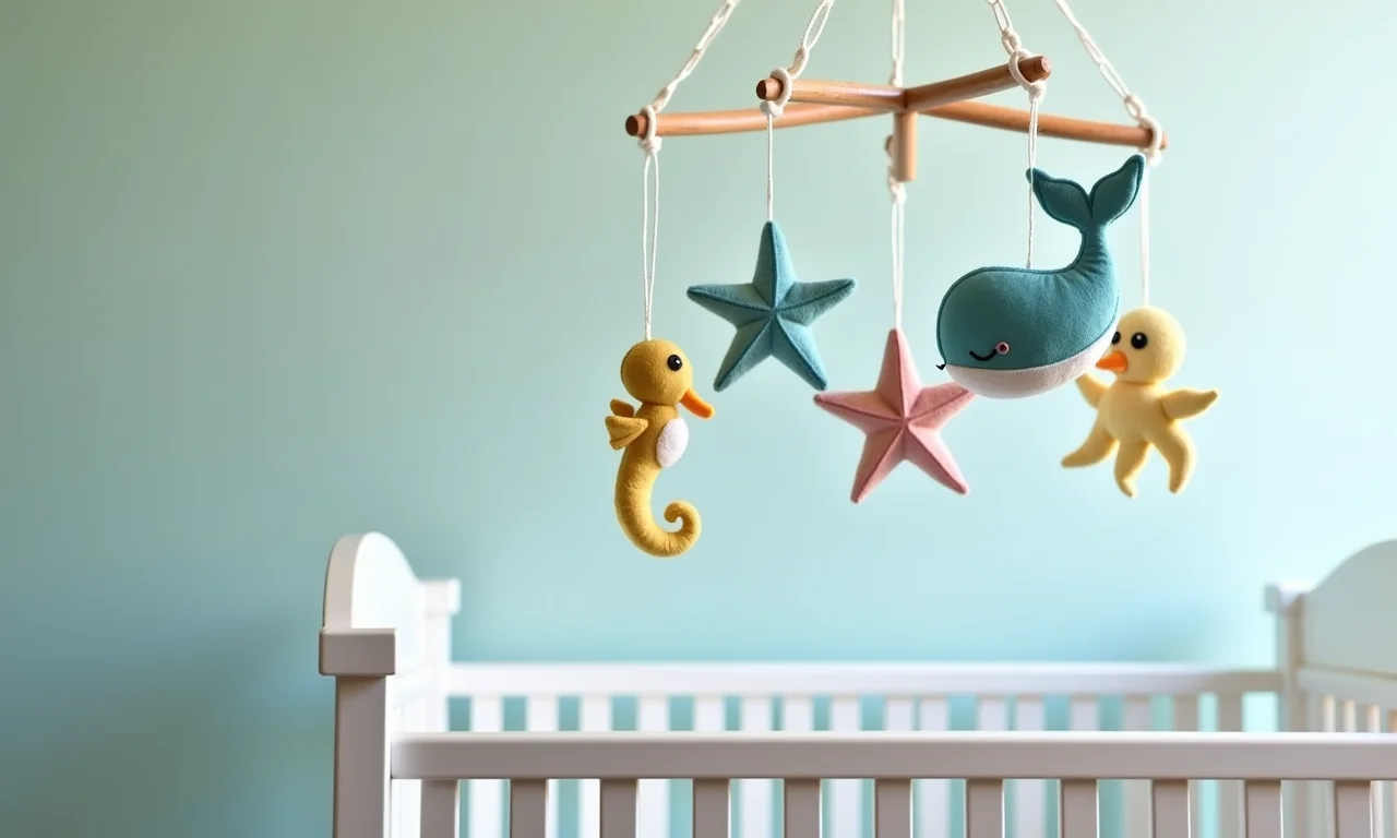 Mobile de berço com tema de fundo do mar.