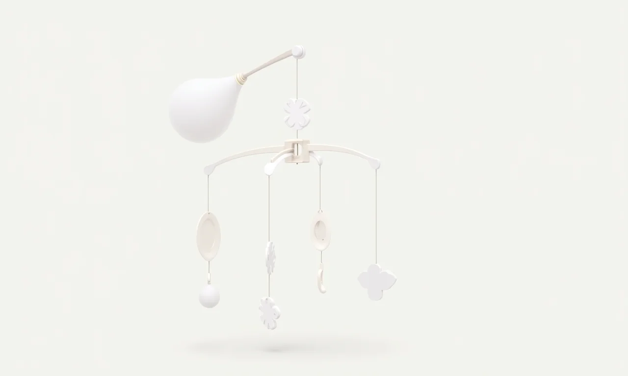 Mobile musical personalizado para berço com opções de anexos diferentes.